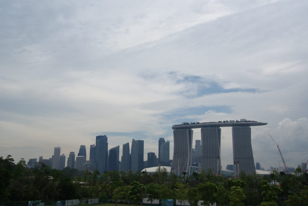 Marina Bay Sands and the Central Business District skyline in Singapore