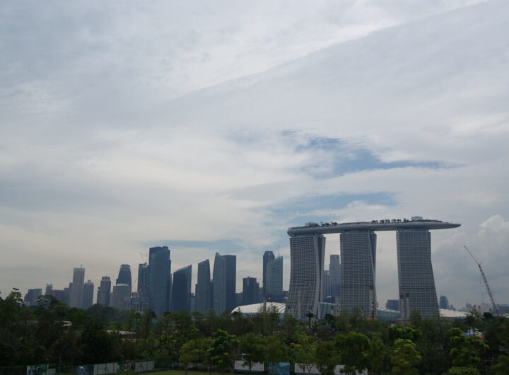 Marina Bay Sands and the Central Business District skyline in Singapore