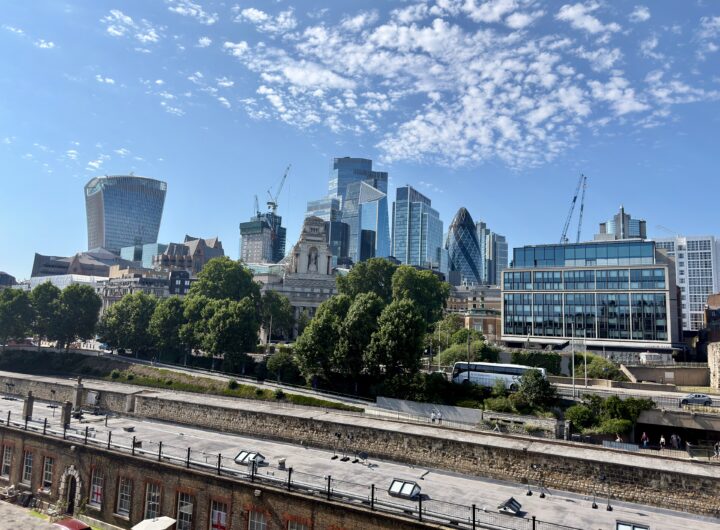 Skyline of the City of London financial district viewed from the Tower of London