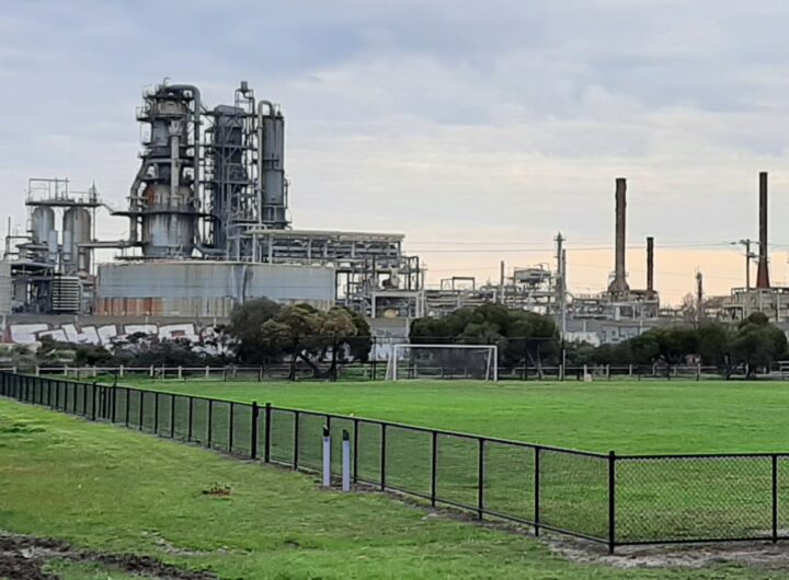 A large oil refinery complex, used here as a generic illustration of crude oil processing infrastructure