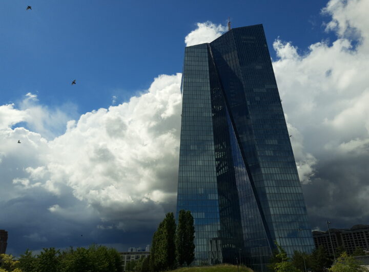 The European Central Bank headquarters building in Frankfurt, seen from the east