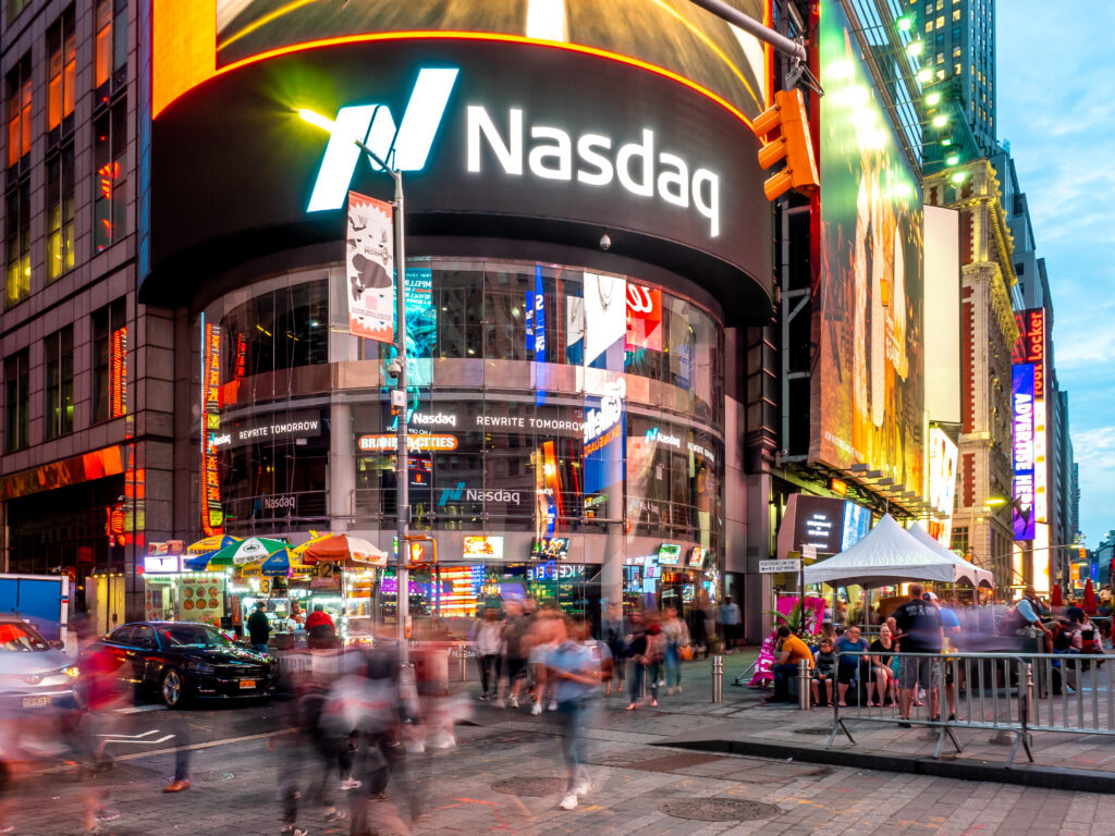 NASDAQ MarketWatch digital display in Times Square, New York