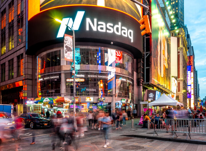 NASDAQ MarketWatch digital display in Times Square, New York