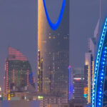 Riyadh skyline showing the Kingdom Centre tower and King Abdullah Financial District
