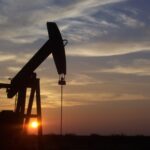 An oil pumpjack extracting crude oil